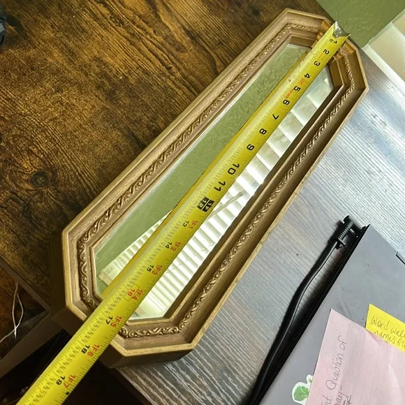 1970s Gold Rectangle Midcentury Modern Mirror - Picture 5 of 7